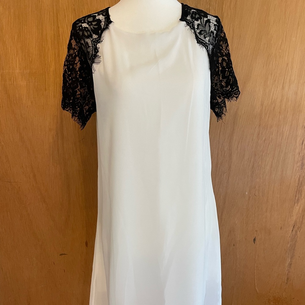 Lace, black and white, formal dress, zipper in back, size S, wore once